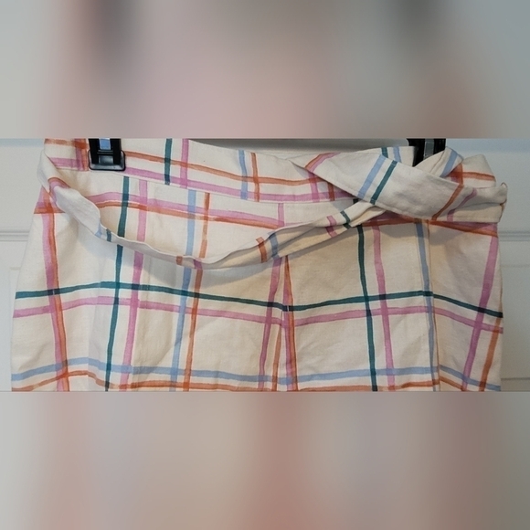 NWT $69 Women's WAYF Multi Colored Checker Linen Blend Summer Shorts Belt Size M - Picture 2 of 10